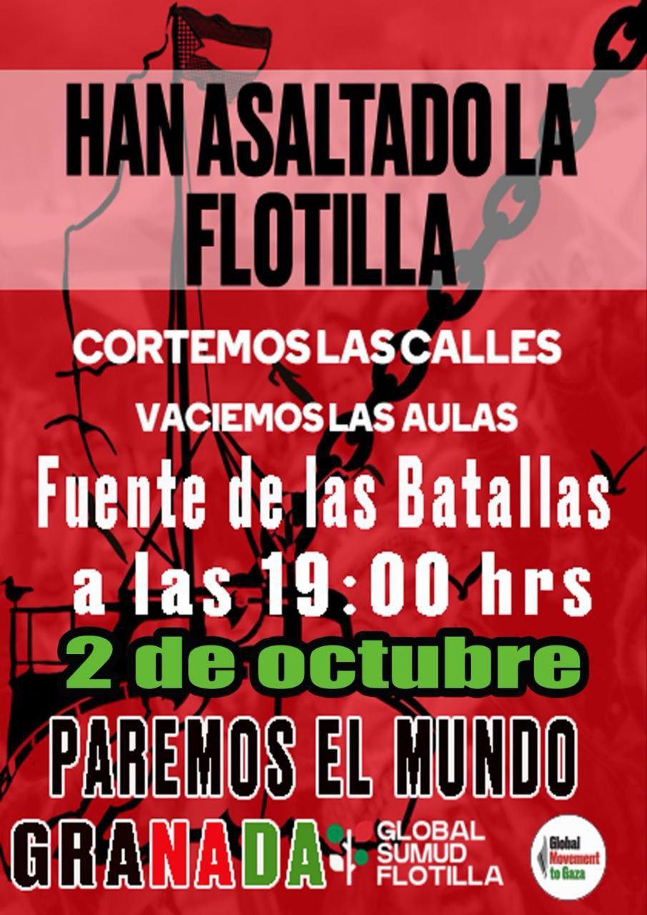 Esta tarde, en directo reemitido desde Radio Almaina: Última hora de la Global Sumud Flotilla y las concentraciones en apoyo